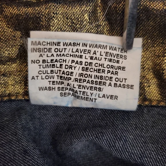 PARASUCO Gold Shimmer Denim Jean Jacket Metallic Finish Size Large - Picture 14 of 15